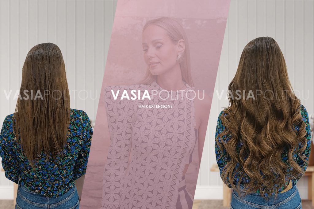 Μακριά Καστανά Μαλλιά με Extensions Micro Rings